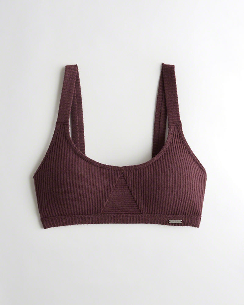 Bralette Hollister Donna Ribbed Scooplette With Removable Pads Bordeaux Italia (260LTBND)